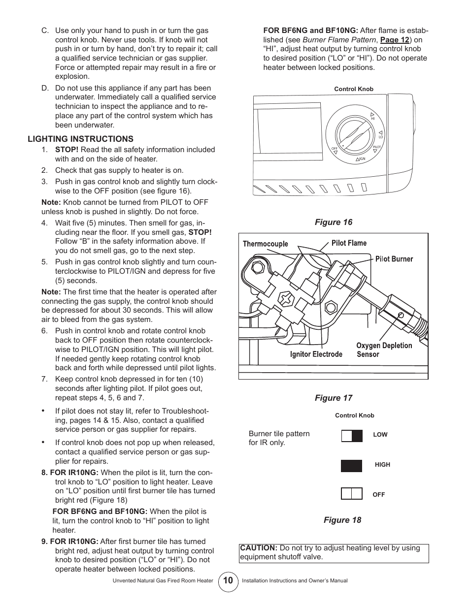 Enerco UNVENTED NATURAL GAS FIRED ROOM HEATER TSIR20NGT User Manual | Page 10 / 24