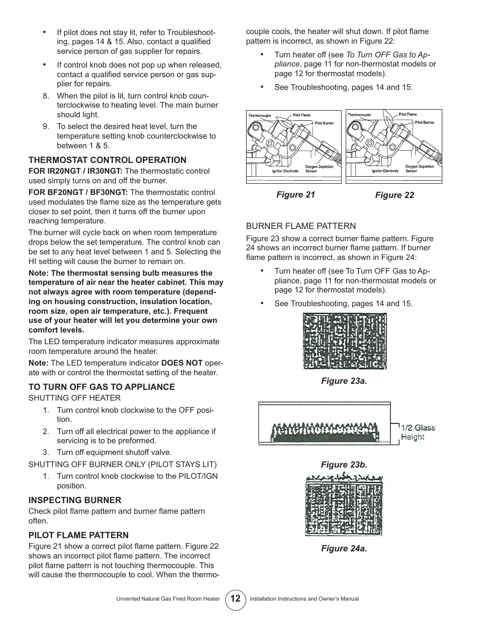 Enerco UNVENTED NATURAL GAS FIRED ROOM HEATER TSIR20NGT User Manual | Page 12 / 24