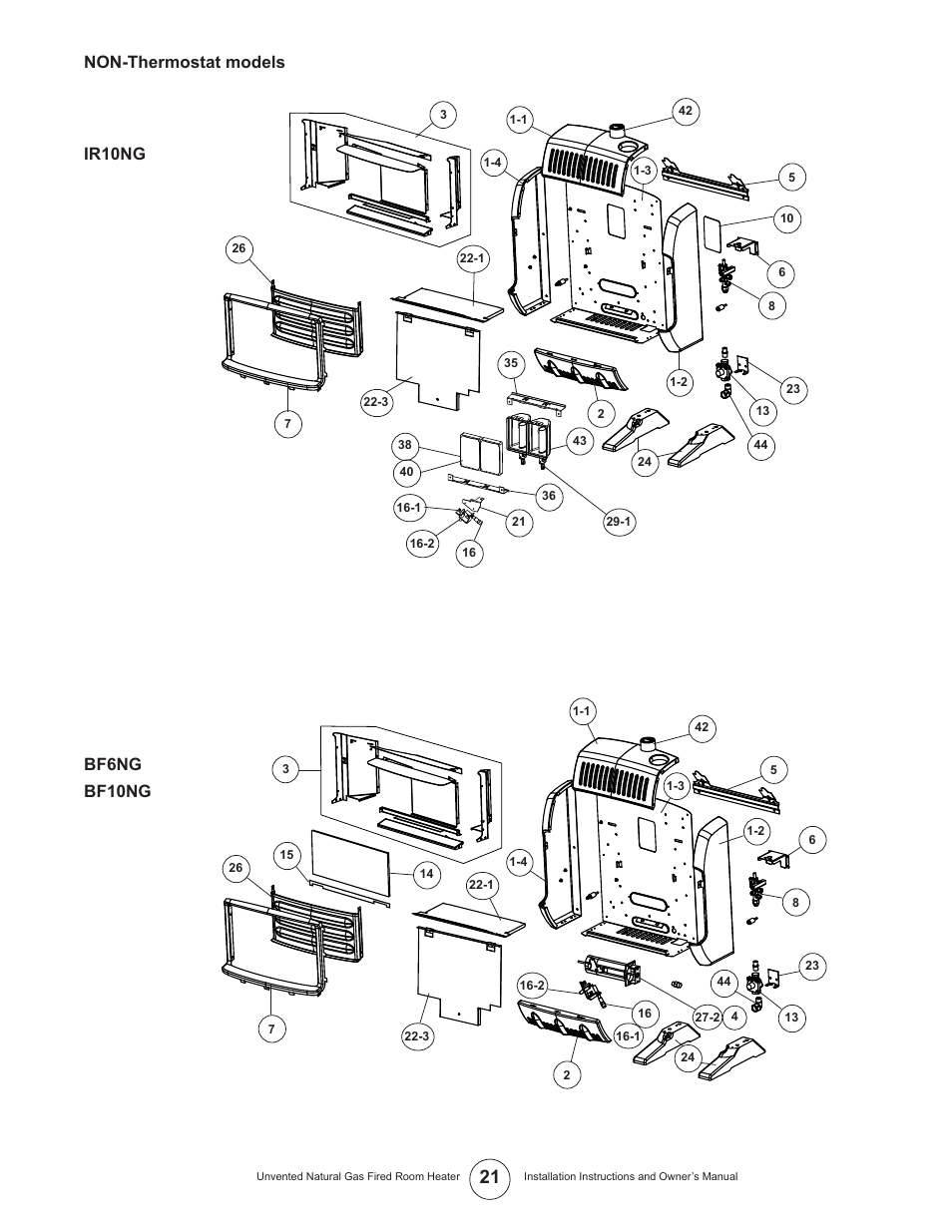 Enerco UNVENTED NATURAL GAS FIRED ROOM HEATER TSIR20NGT User Manual | Page 21 / 24