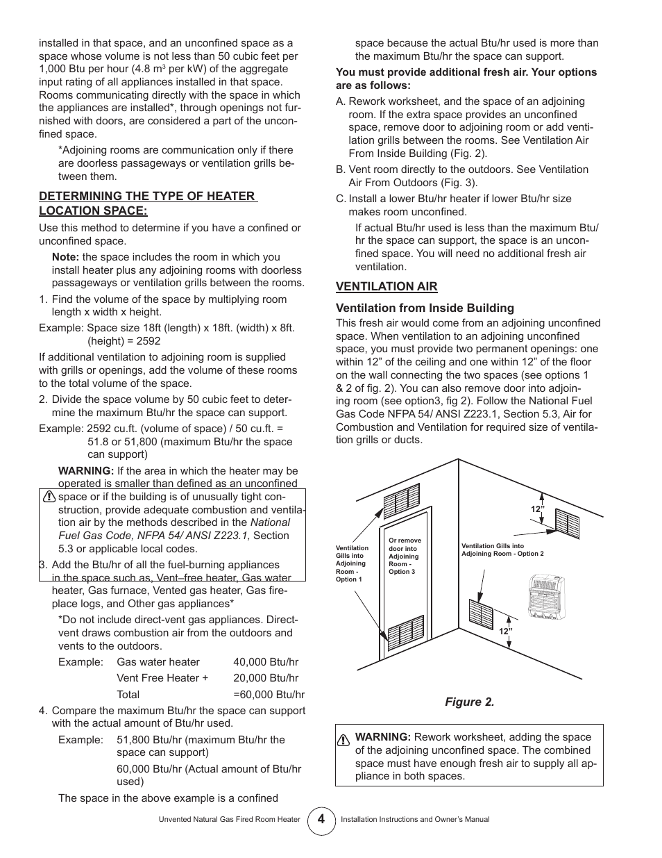 Enerco UNVENTED NATURAL GAS FIRED ROOM HEATER TSIR20NGT User Manual | Page 4 / 24