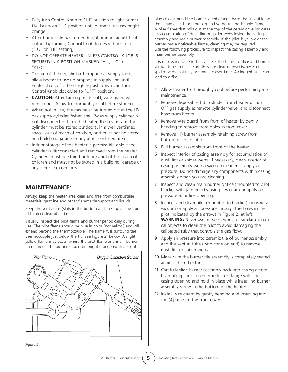 Maintenance | Enerco MH9B User Manual | Page 5 / 8