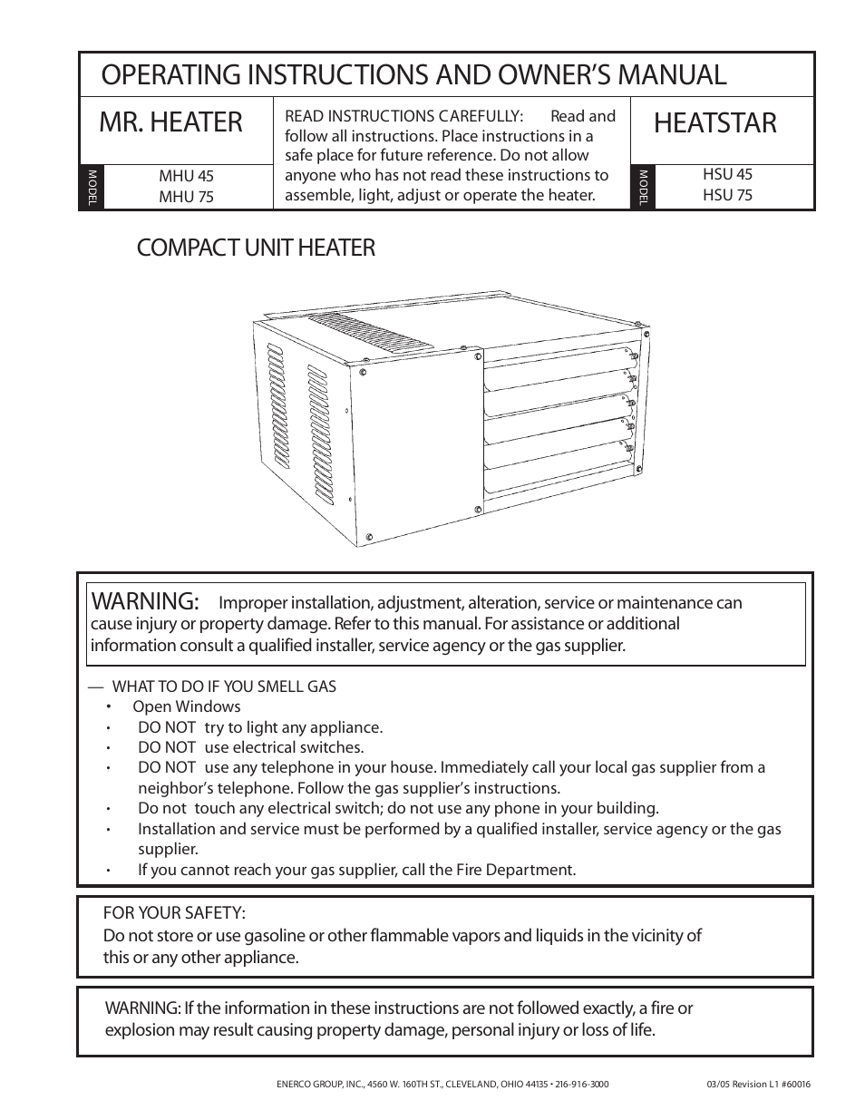 Enerco MHU 45 User Manual | 16 pages