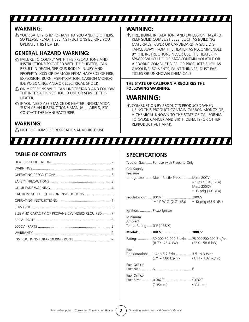 Enerco HS200CV User Manual | Page 2 / 10