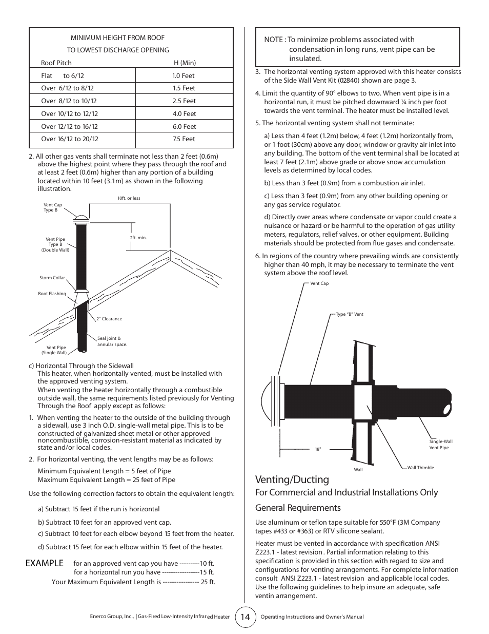 Venting/ducting, Example | Enerco HST45 User Manual | Page 14 / 24