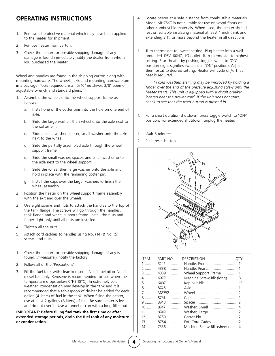Operating instructions | Enerco MH175KT User Manual | Page 4 / 8