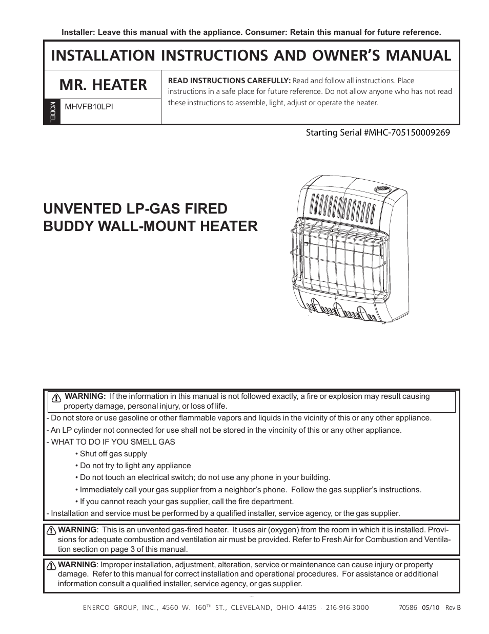 Enerco MHVFB10LPI User Manual | 16 pages