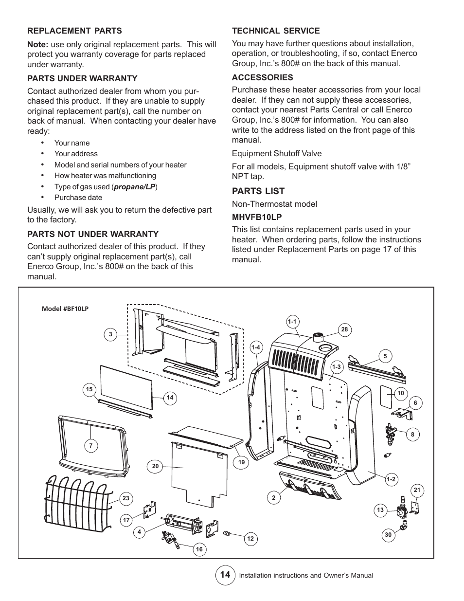 Enerco MHVFB10LPI User Manual | Page 14 / 16