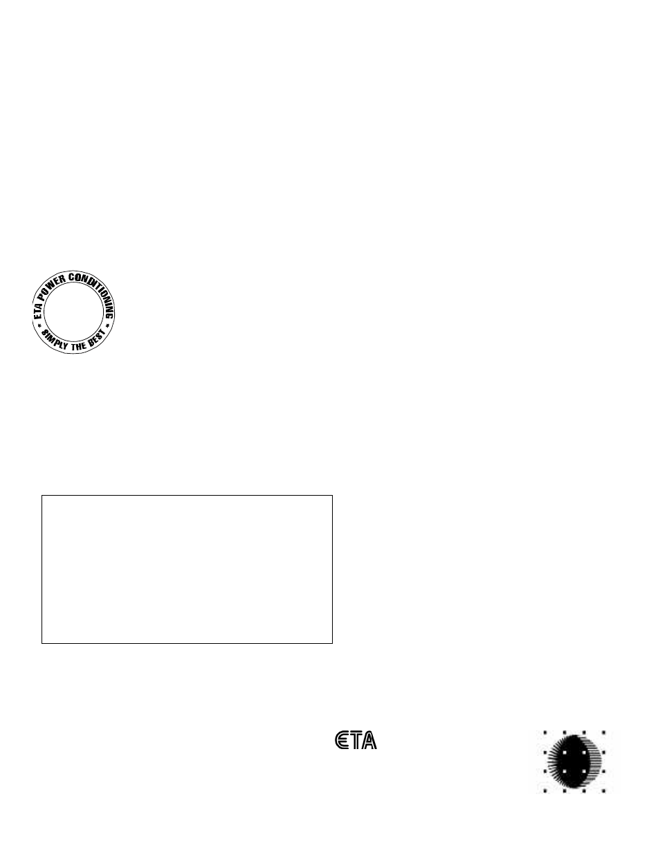 Eta conditioned power distribution, The benchmark by which professionals compare, Quality and service | ETA Systems PD11VP User Manual | Page 8 / 8