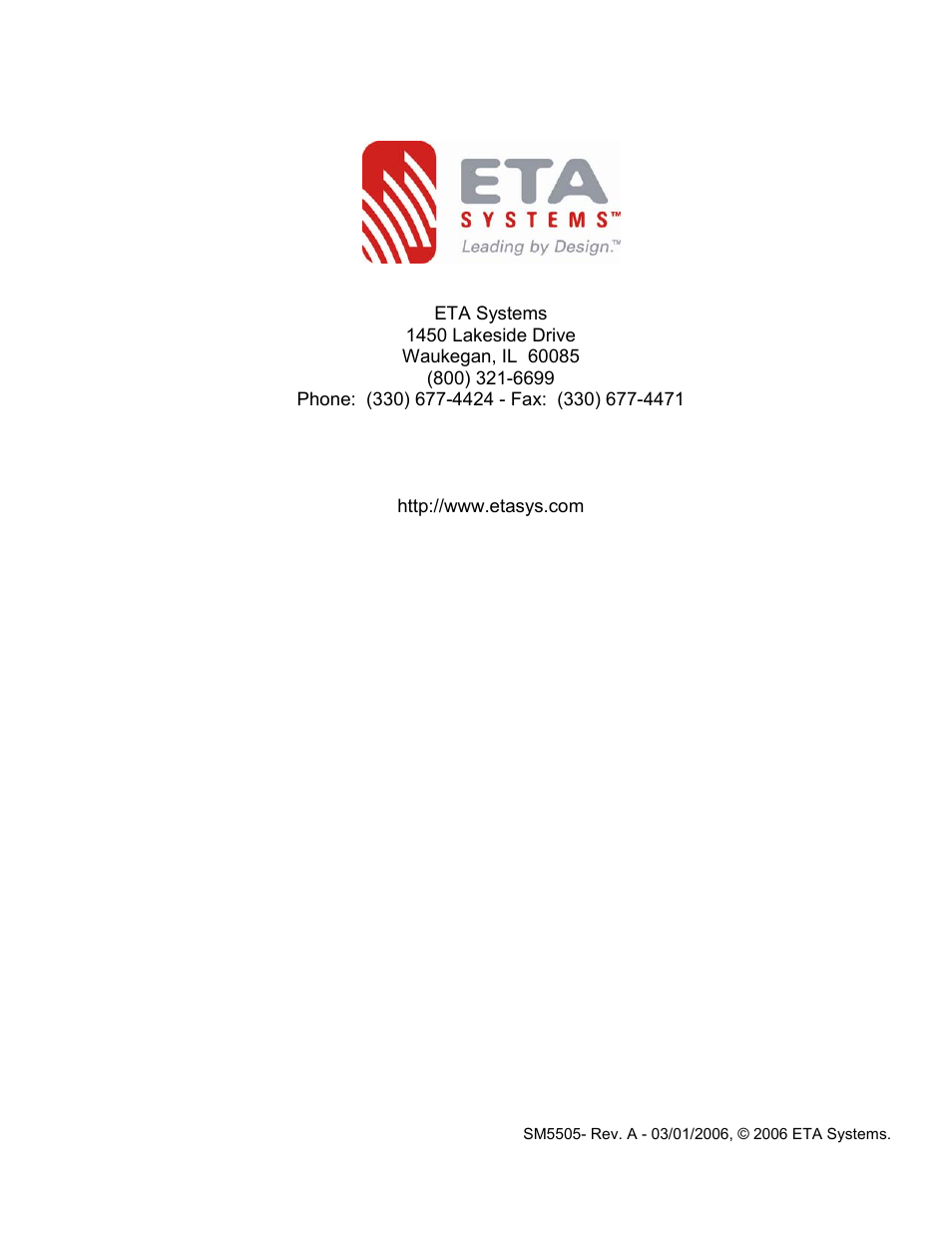 ETA Systems SM5505 User Manual | Page 39 / 39