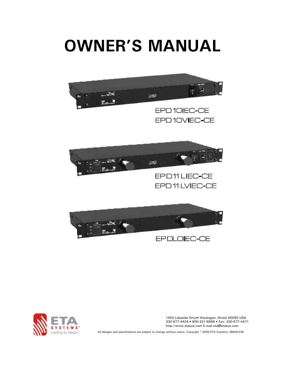 ETA Systems EPD10VIEC-CE User Manual | 6 pages