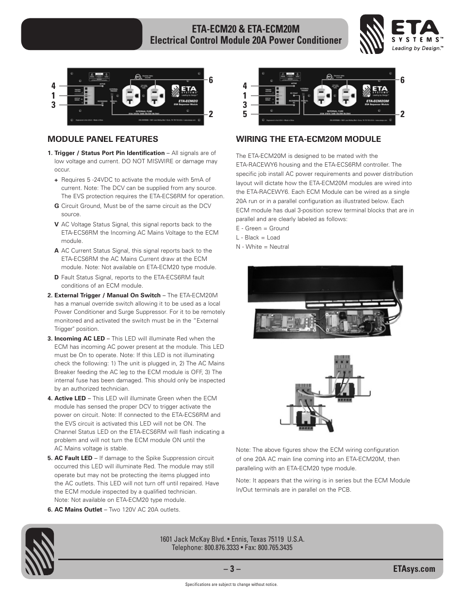 ETA Systems ETA-ECM20M User Manual | Page 3 / 4
