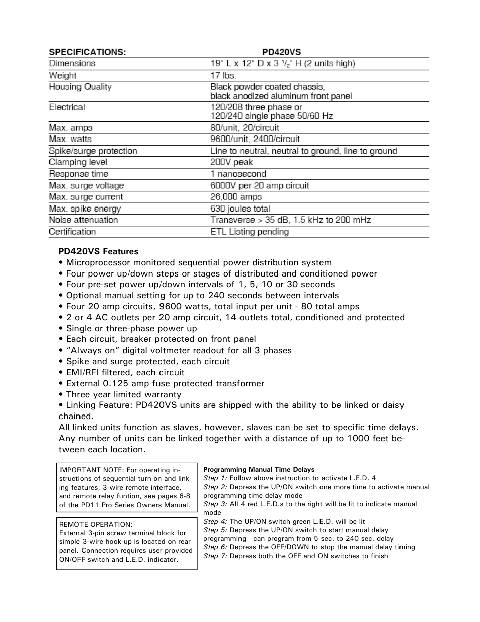 ETA Systems PD420VS User Manual | Page 2 / 4