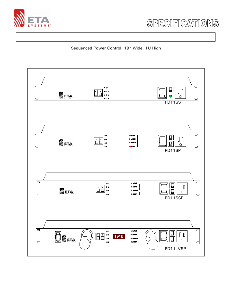 ETA Systems PD11SSP User Manual | 2 pages