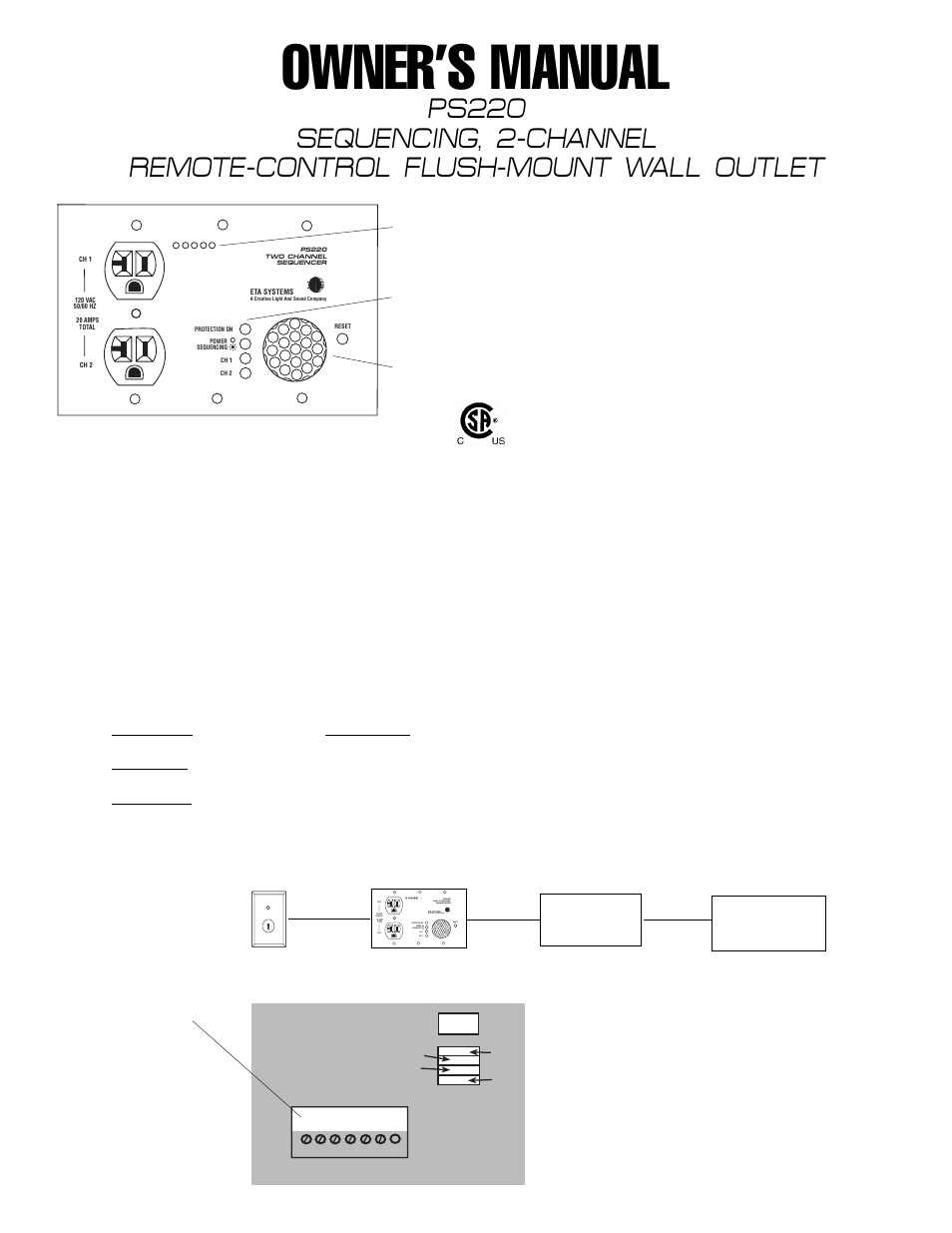ETA Systems PS220 User Manual | 2 pages