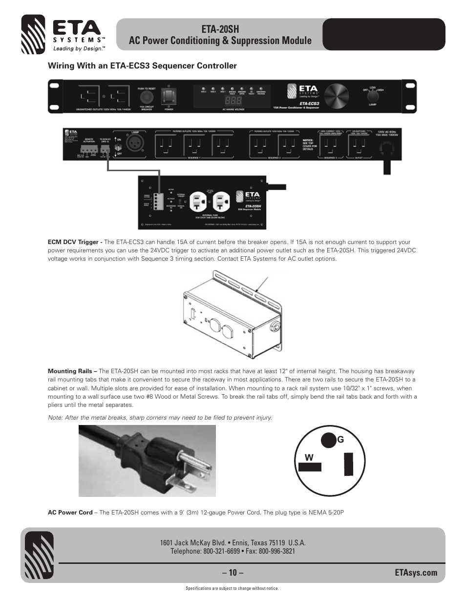 ETA Systems ETA-20SH User Manual | Page 10 / 16