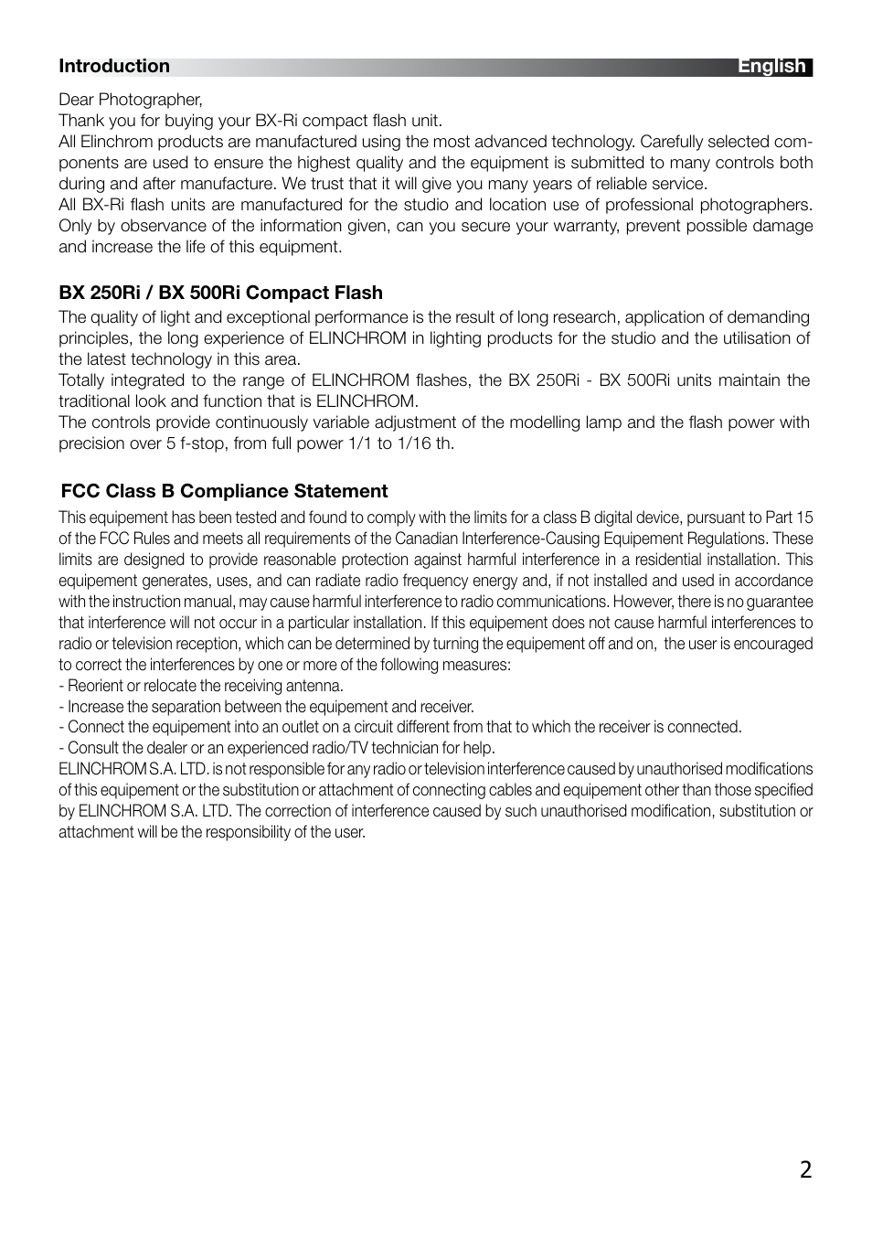 Elinchrom BX 500RI User Manual | Page 3 / 22