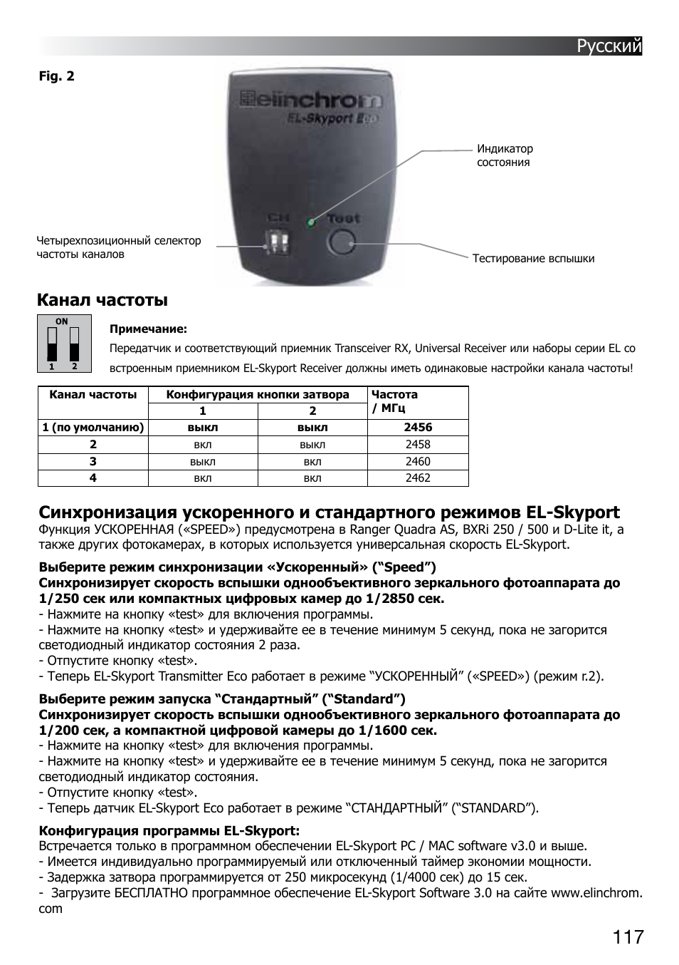 Русский, Канал частоты | Elinchrom D-LITE 2 IT User Manual | Page 118 / 125