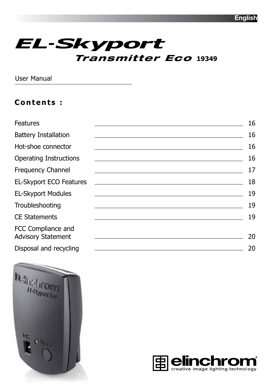 Transmitter eco | Elinchrom D-LITE 2 IT User Manual | Page 16 / 125