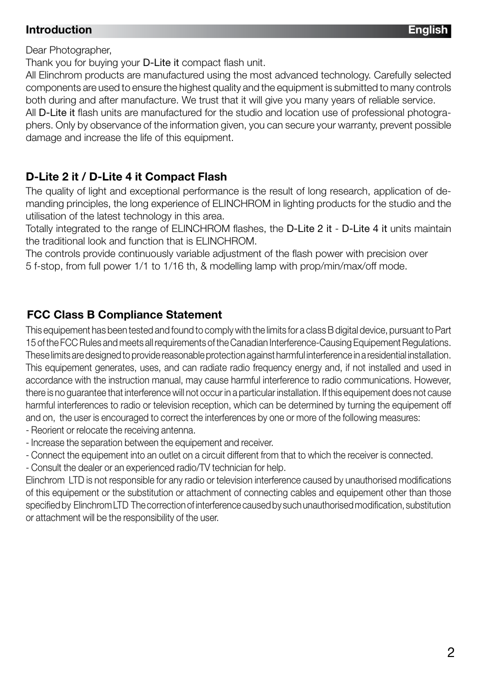 Elinchrom D-LITE 2 IT User Manual | Page 3 / 125