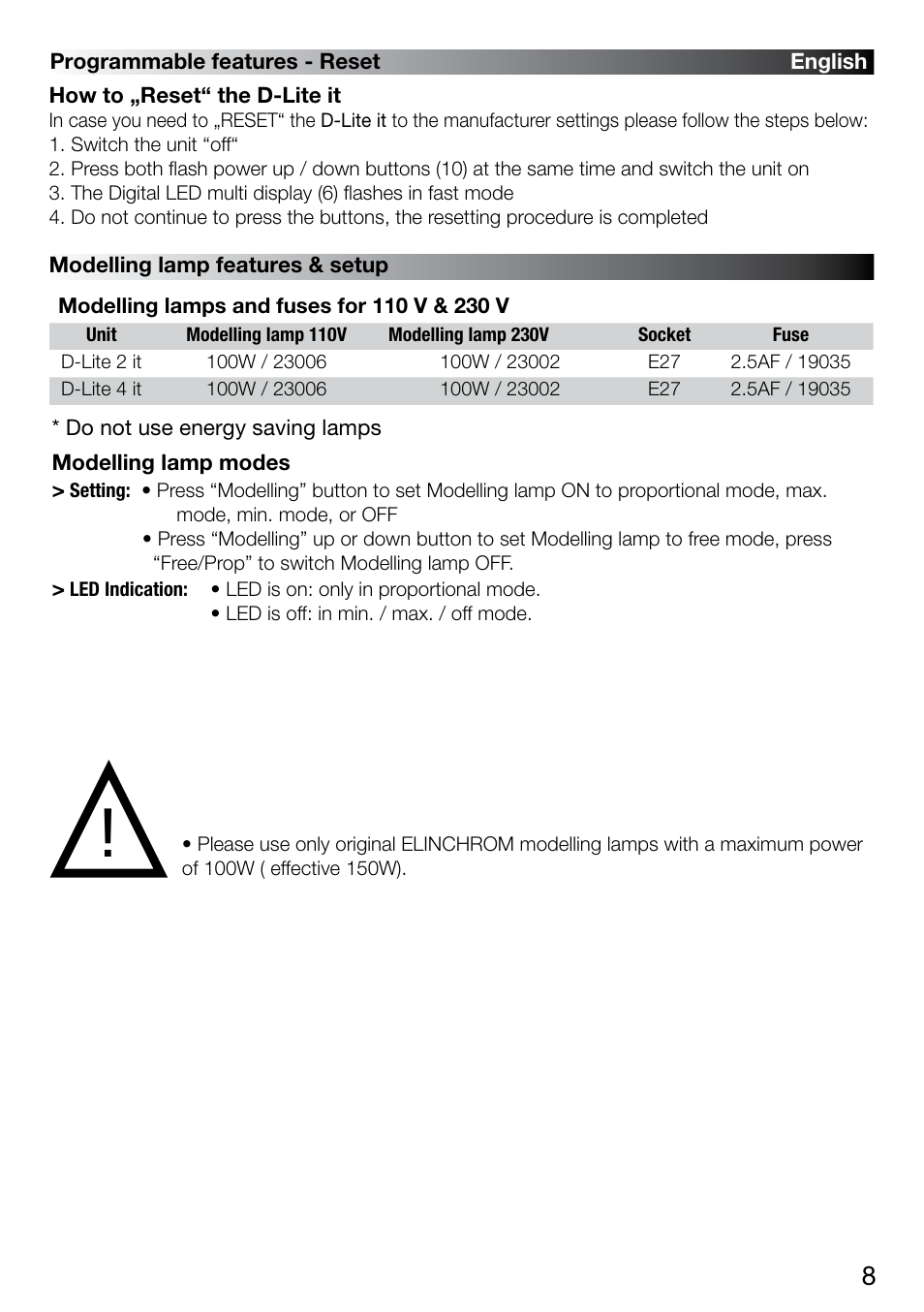 Elinchrom D-LITE 2 IT User Manual | Page 9 / 125