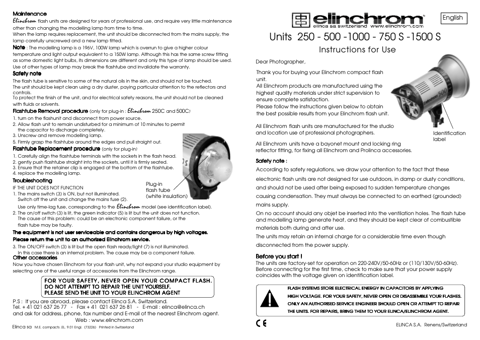 Elinchrom 500 User Manual | 2 pages