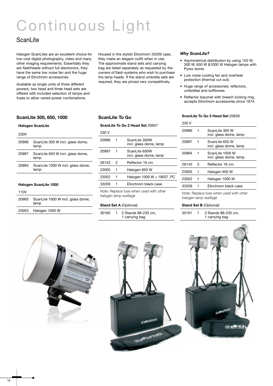 Continuous light, Scanlite | Elinchrom 300RX User Manual | Page 14 / 32