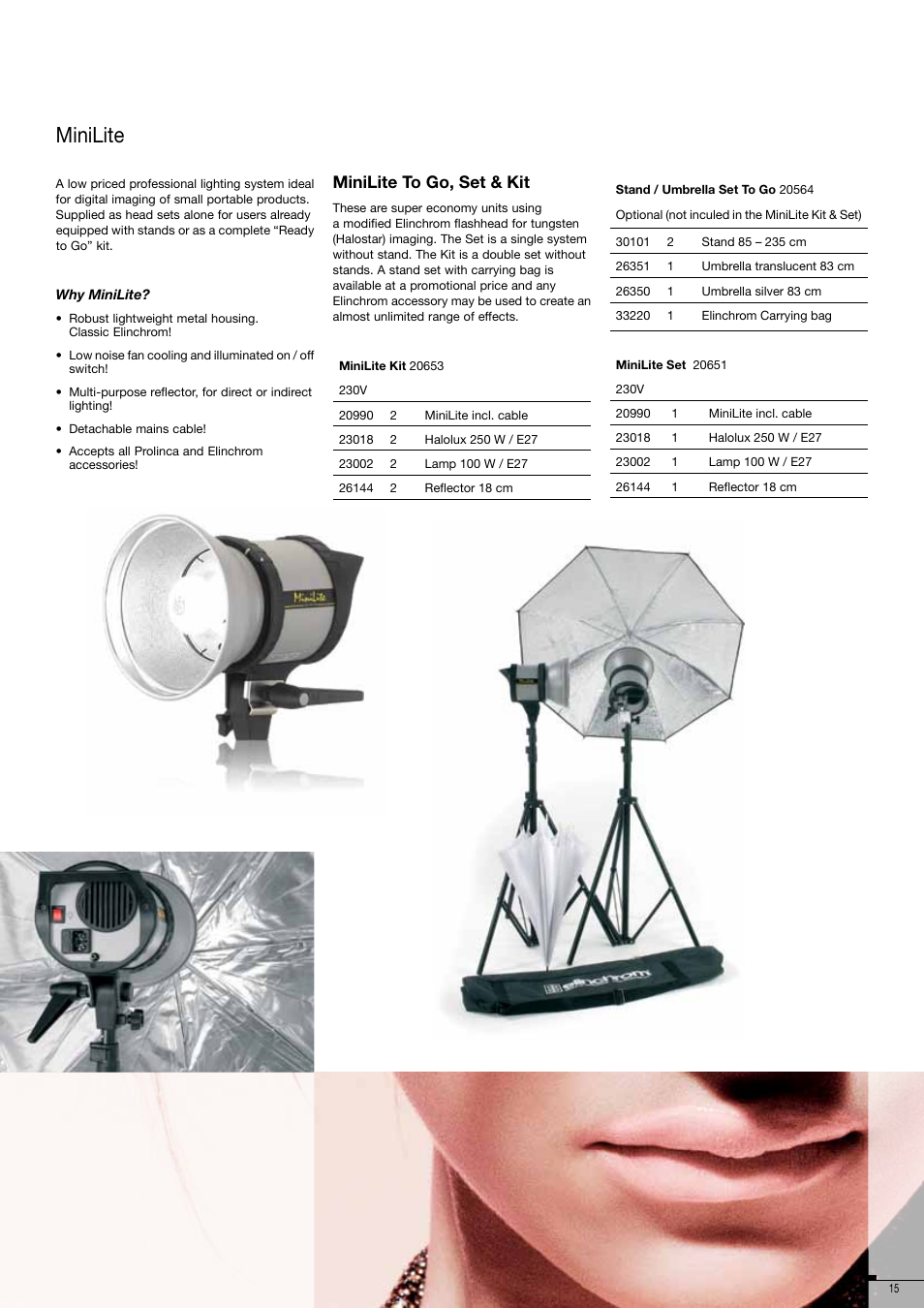 Minilite, Minilite to go, set & kit | Elinchrom 300RX User Manual | Page 15 / 32