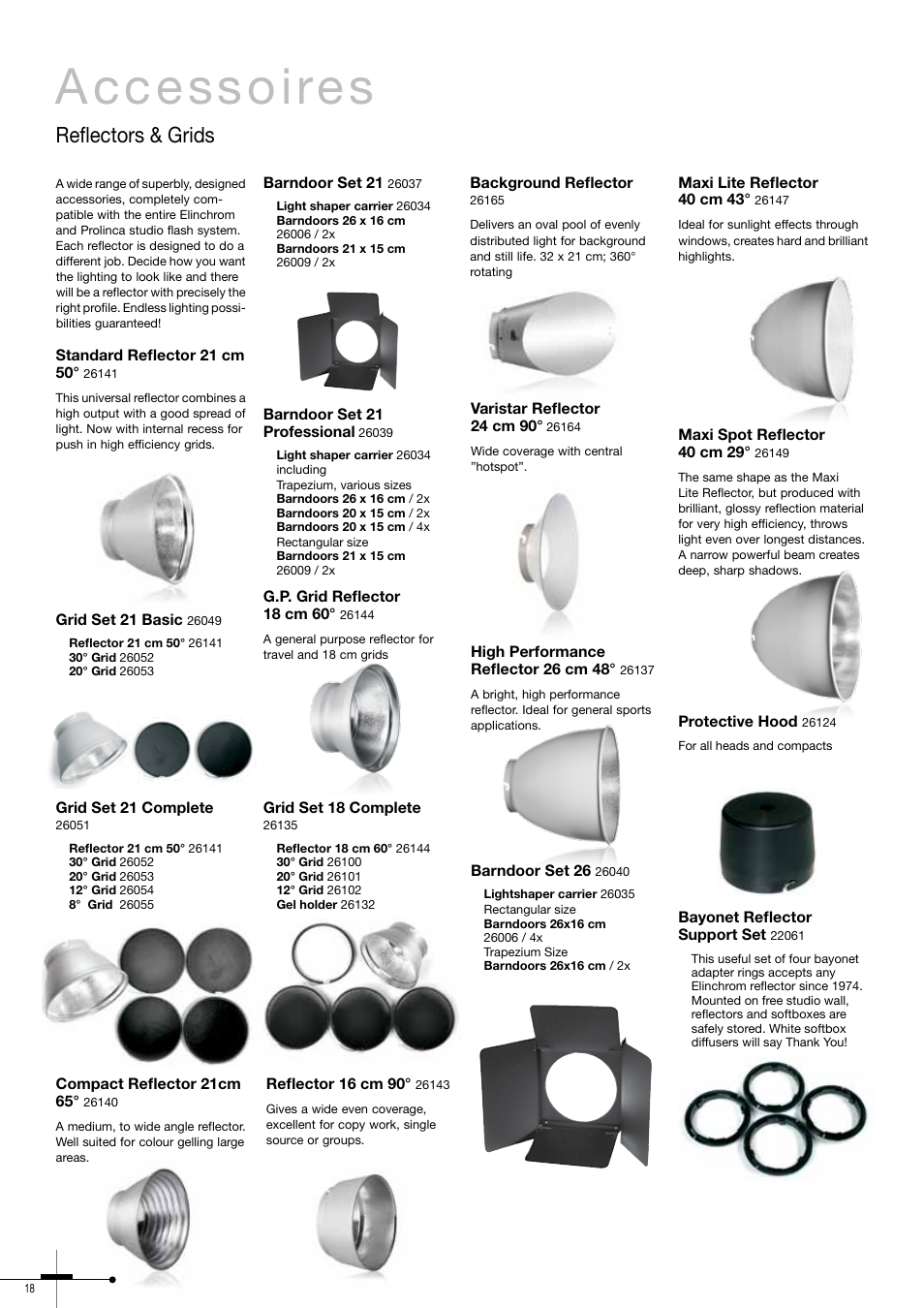 Accessoires, Reflectors & grids | Elinchrom 300RX User Manual | Page 18 / 32