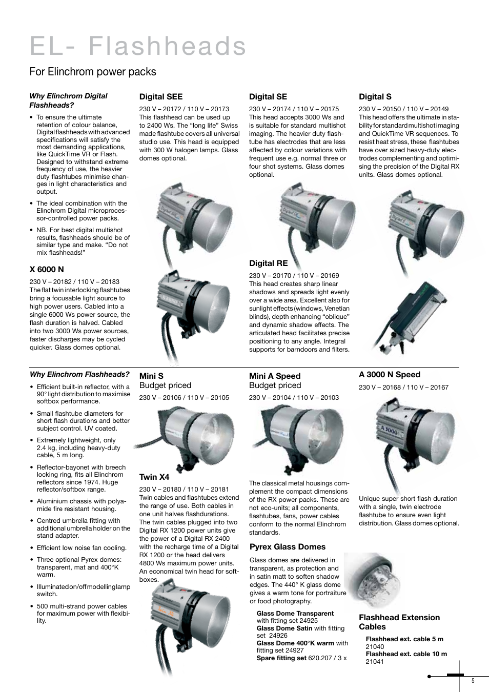 El- flashheads, For elinchrom power packs | Elinchrom 300RX User Manual | Page 5 / 32