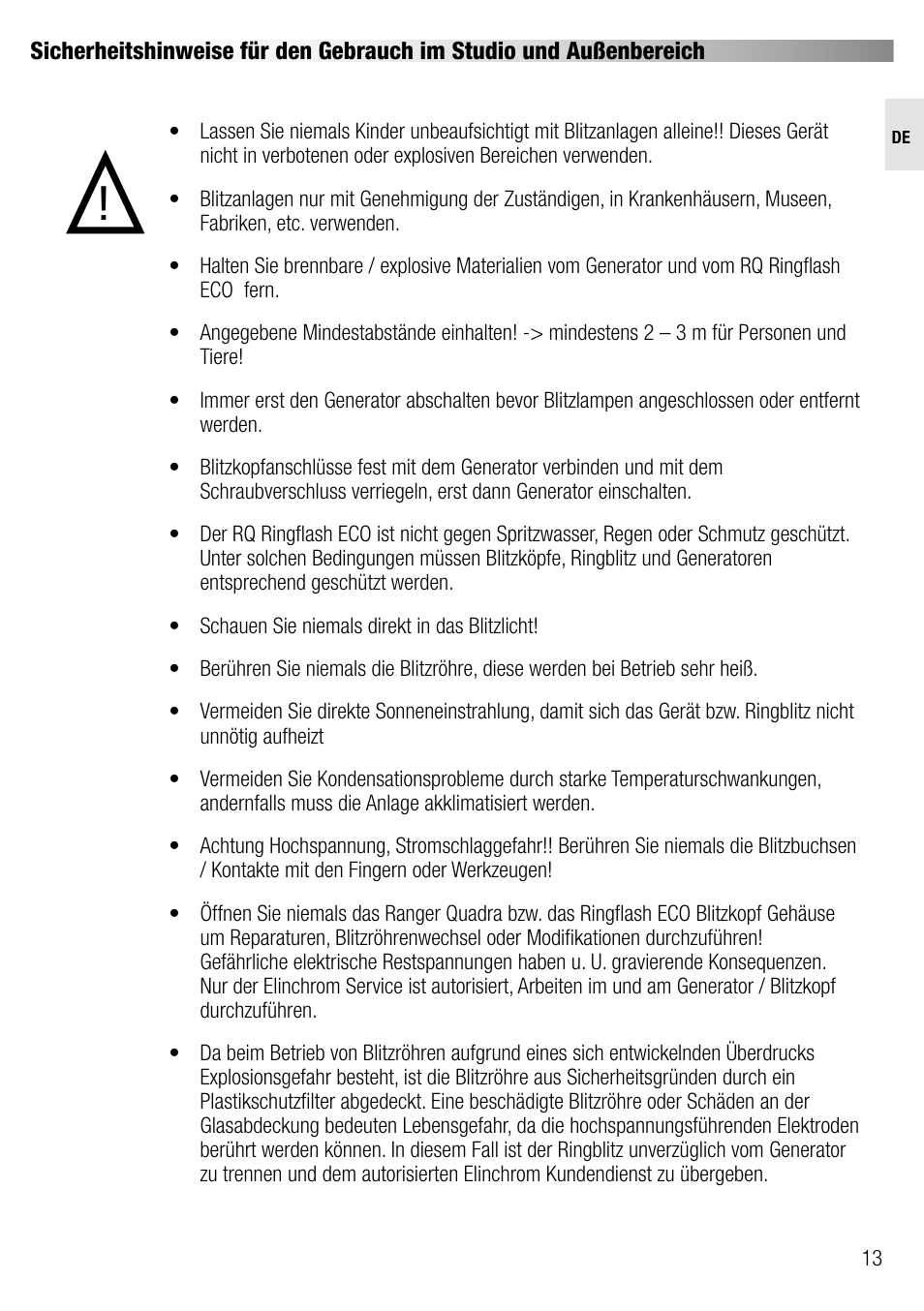 Elinchrom RQ RINGFLASH ECO 20492 User Manual | Page 13 / 31