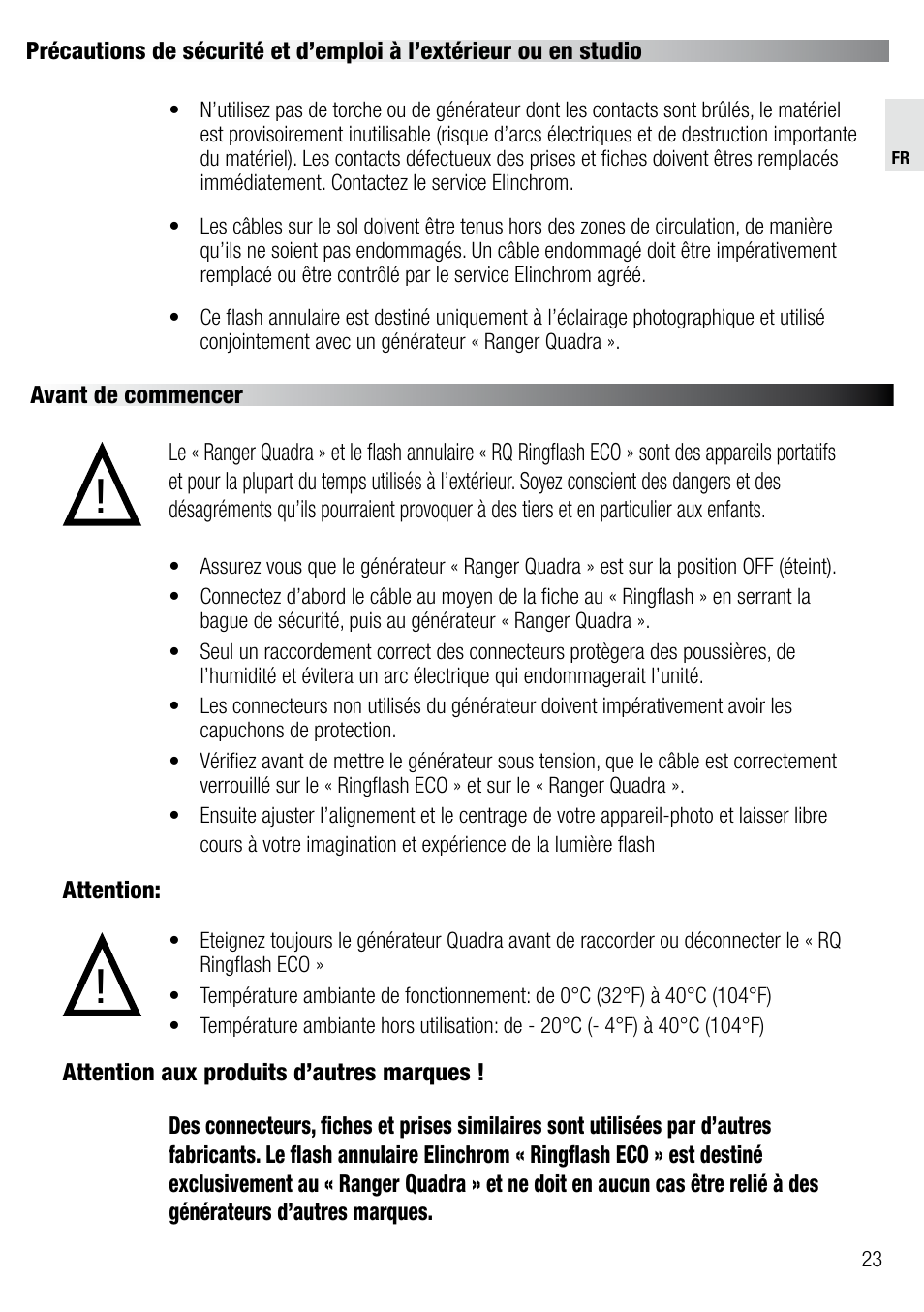 Elinchrom RQ RINGFLASH ECO 20492 User Manual | Page 23 / 31