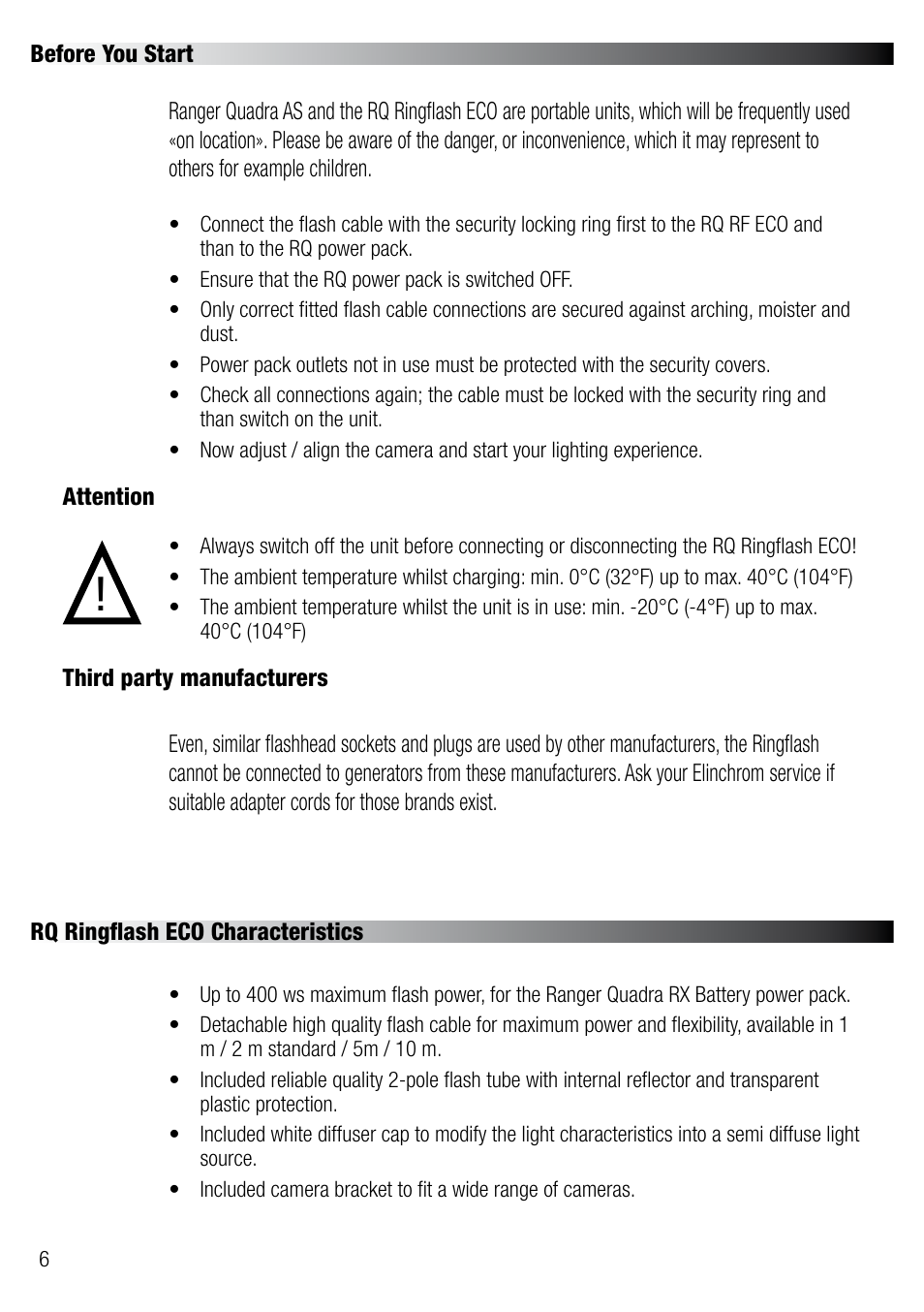 Elinchrom RQ RINGFLASH ECO 20492 User Manual | Page 6 / 31