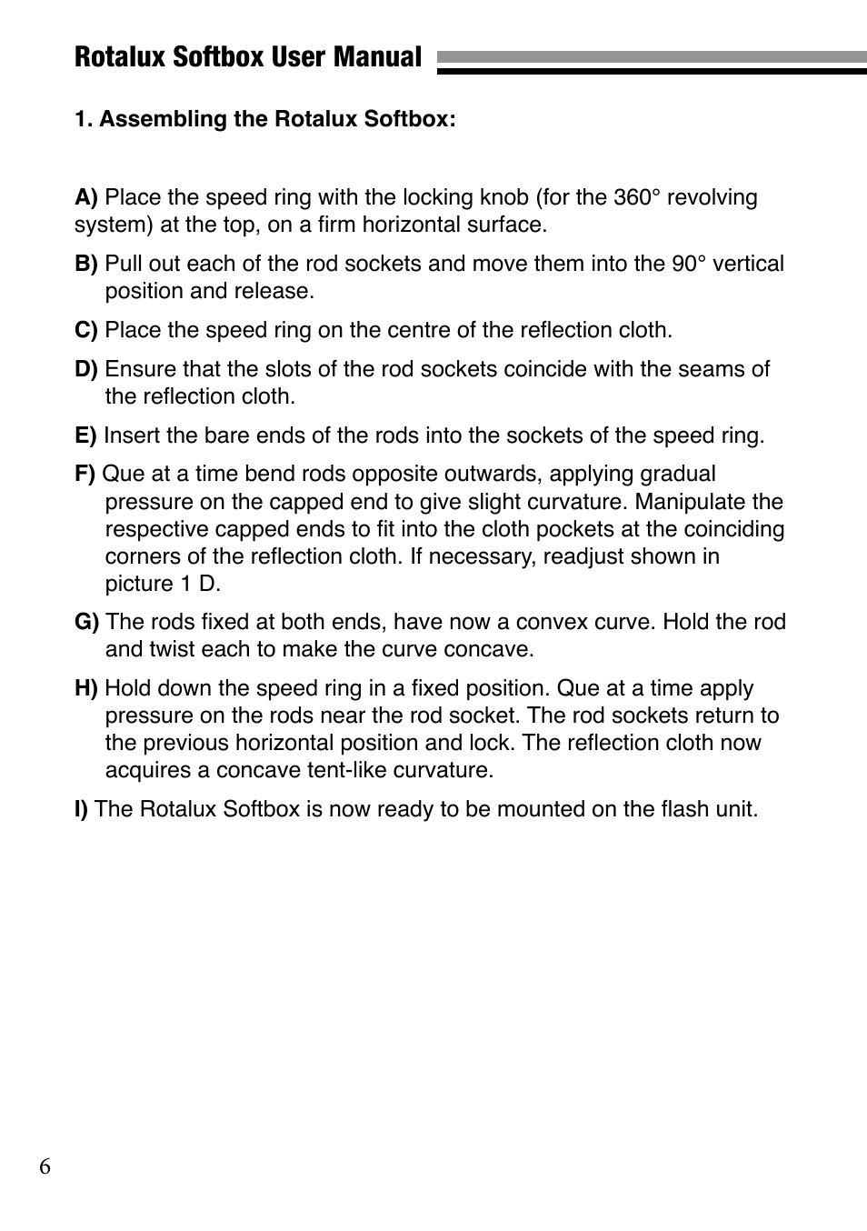 Rotalux softbox user manual | Elinchrom 73320 User Manual | Page 6 / 30