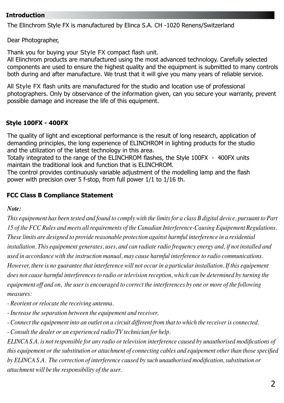 Elinchrom STYLE 400 User Manual | Page 3 / 16