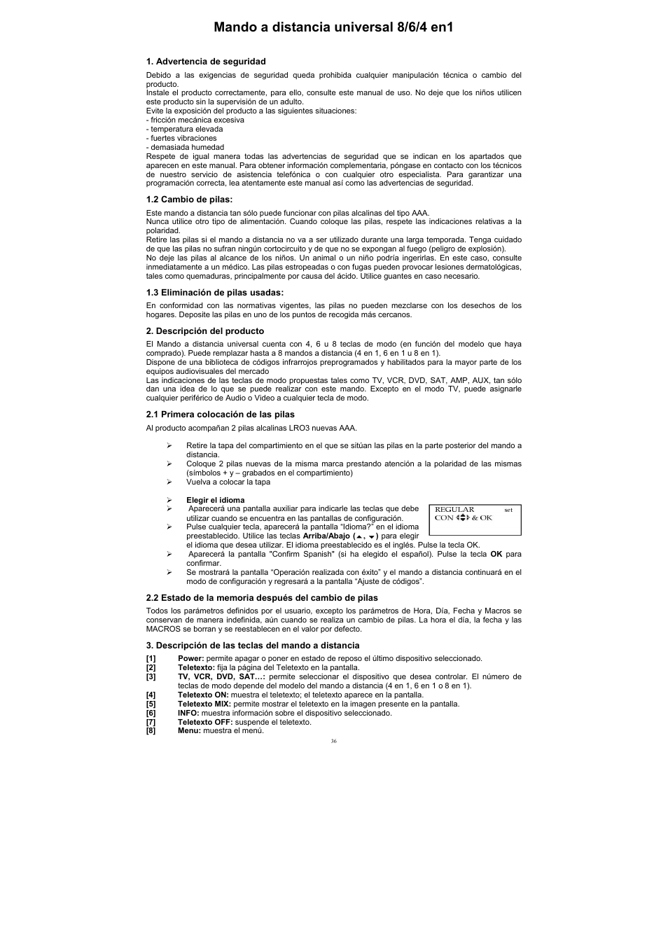 Mando a distancia universal 8/6/4 en1 | EMTEC Electronics INTUIX H380 User Manual | Page 39 / 88