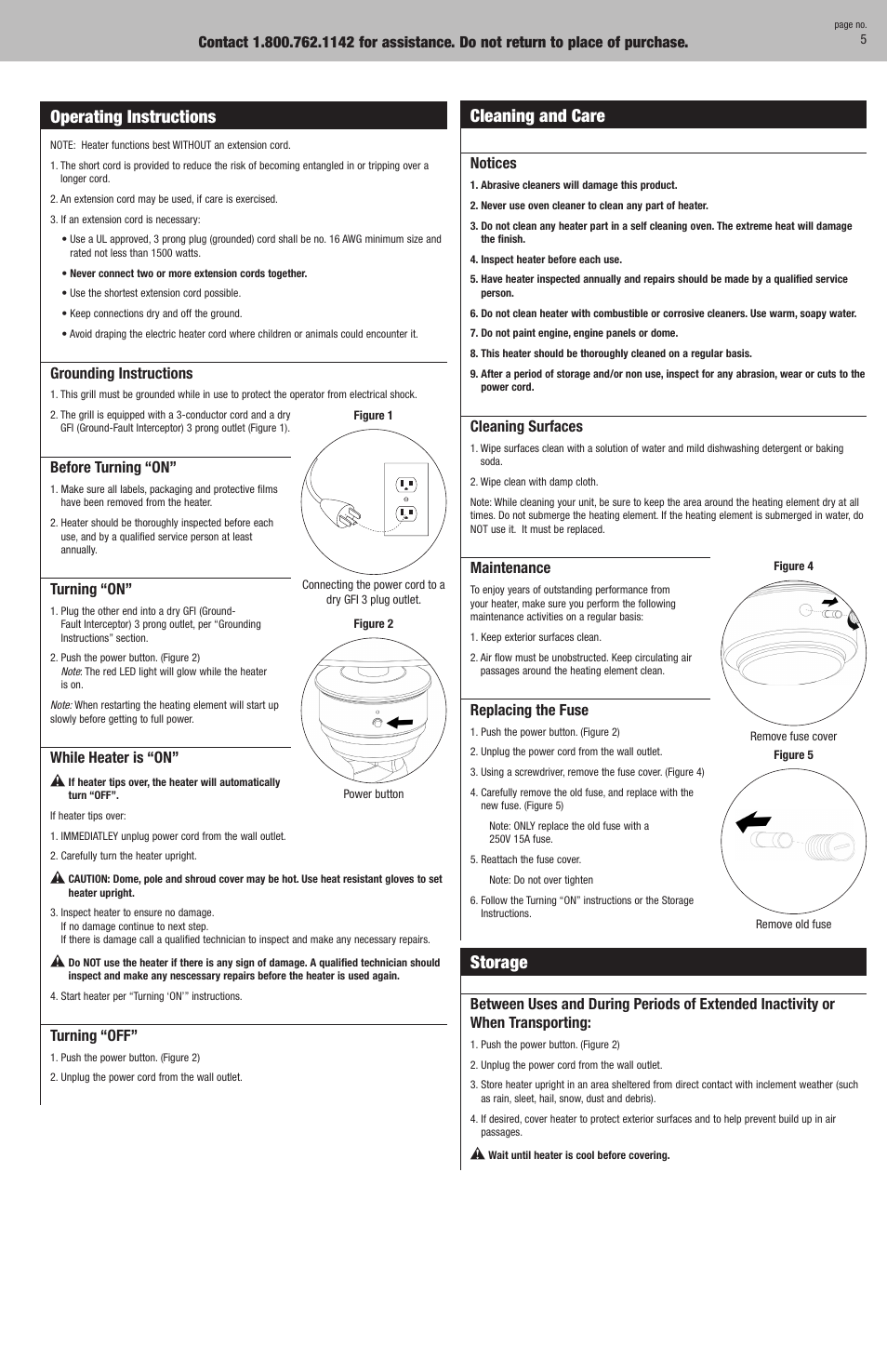 Operating instructions cleaning and care, Storage | Endless SUMMER EWTR720SP User Manual | Page 5 / 8