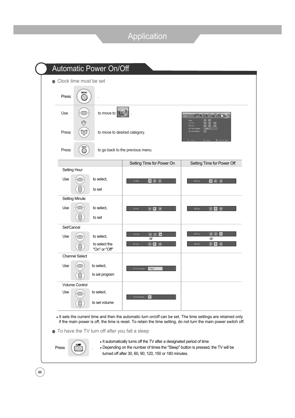 Application, Automatic power on/off | ERAE Electronics Industry 32 LCD TV none User Manual | Page 44 / 52