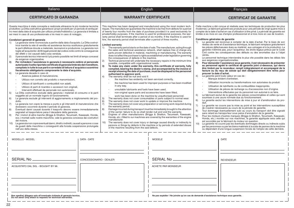 Serial no | EMAK 8061 ( 600W ) User Manual | Page 22 / 24