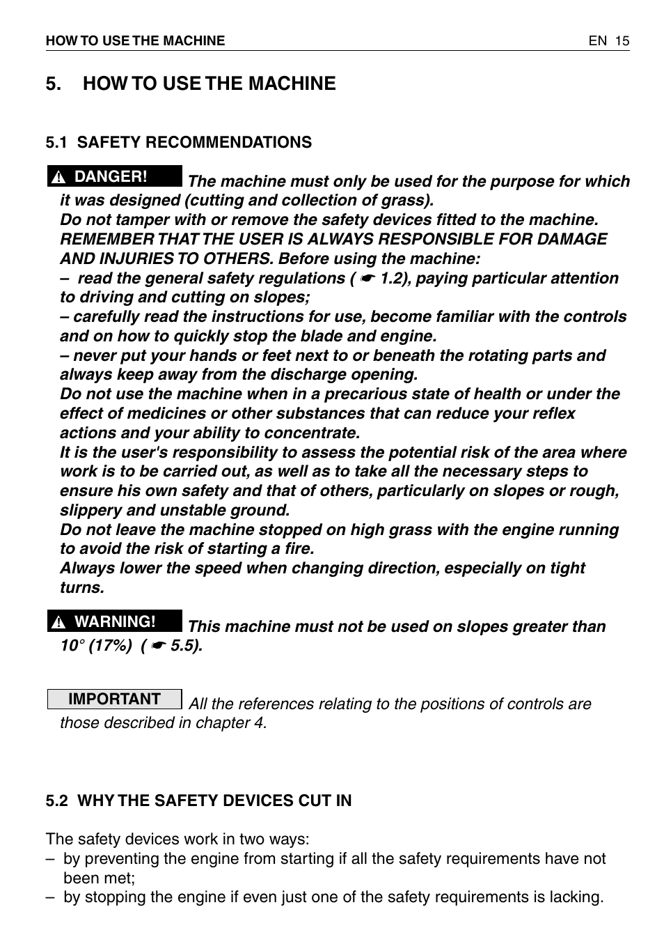 How to use the machine | EMAK RIDING MOWER User Manual | Page 17 / 42