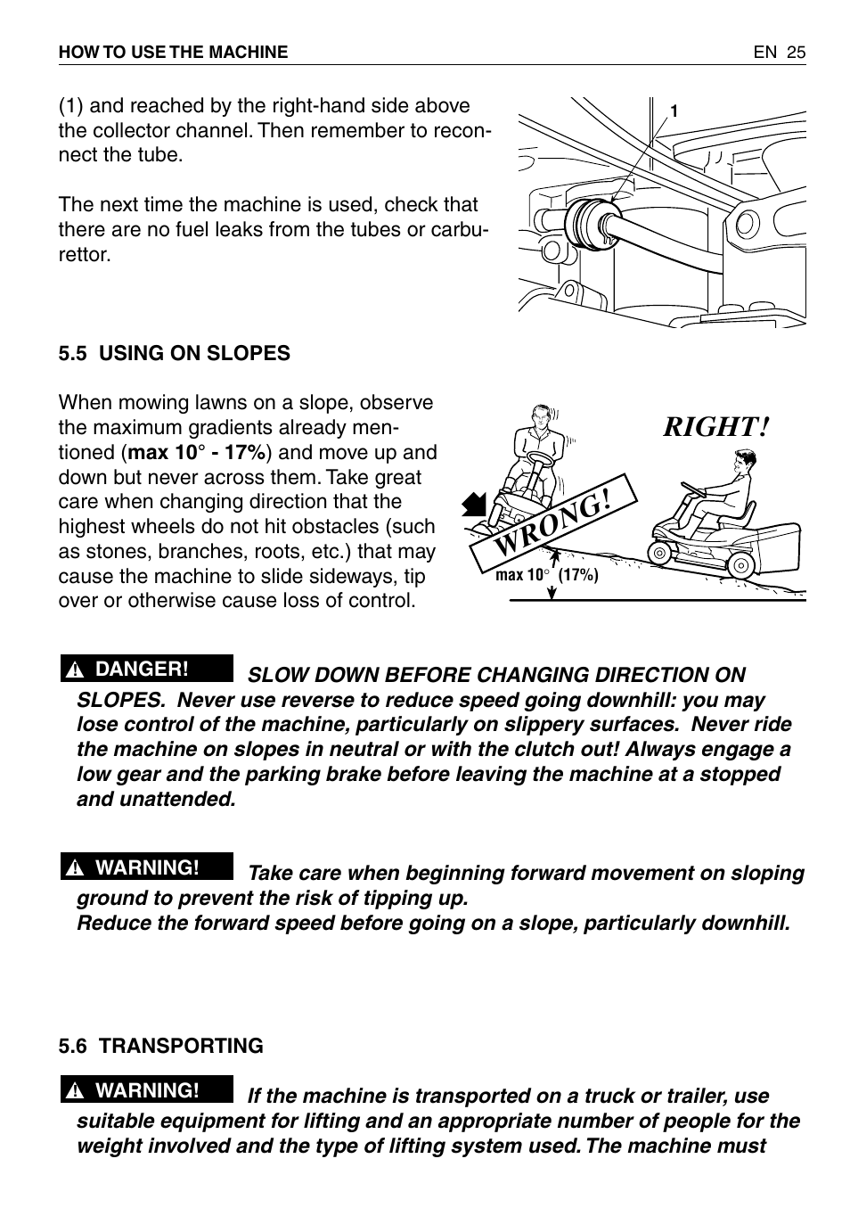 Right! wrong | EMAK RIDING MOWER User Manual | Page 27 / 42