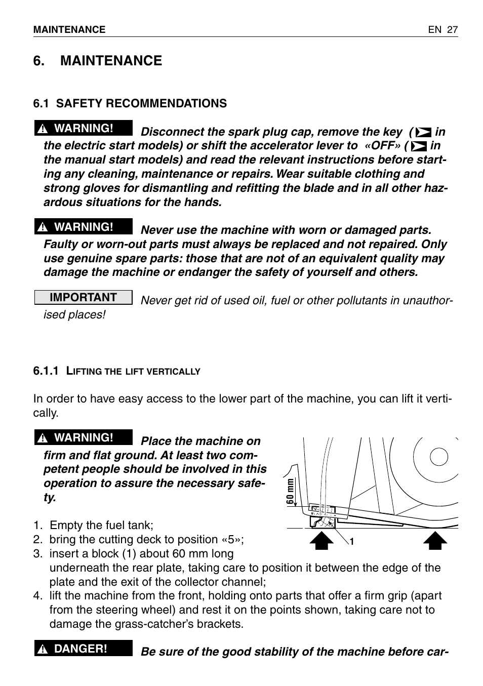 Maintenance | EMAK RIDING MOWER User Manual | Page 29 / 42