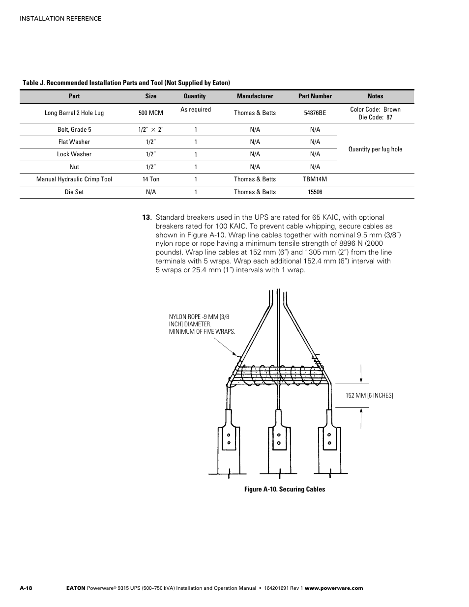 Eaton POWERWARE 9315 User Manual | Page 128 / 154