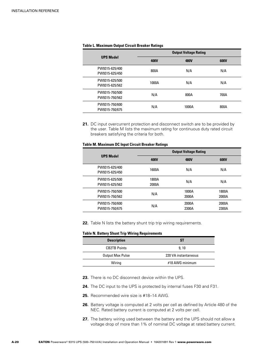 Eaton POWERWARE 9315 User Manual | Page 130 / 154