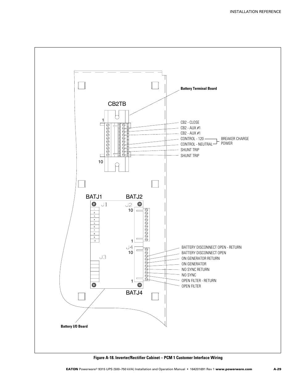 Batj1, Batj2 cb2tb batj4 | Eaton POWERWARE 9315 User Manual | Page 139 / 154
