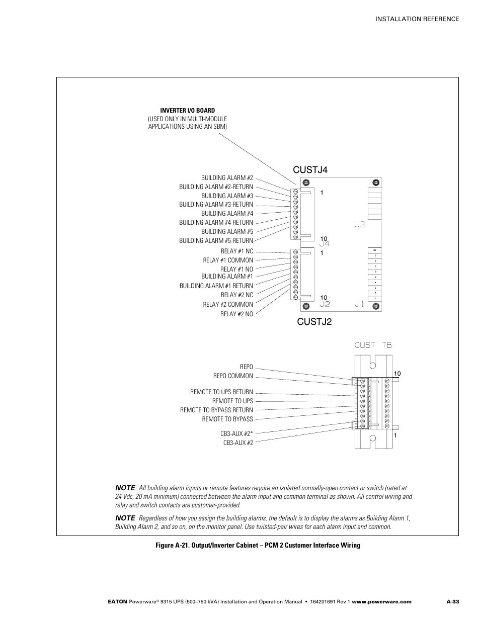 Custj4 custj2 | Eaton POWERWARE 9315 User Manual | Page 143 / 154