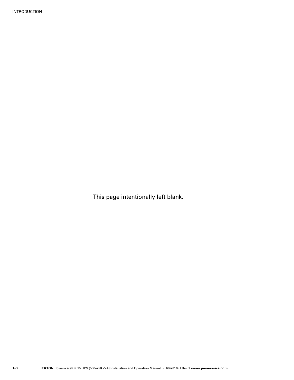 This page intentionally left blank | Eaton POWERWARE 9315 User Manual | Page 18 / 154