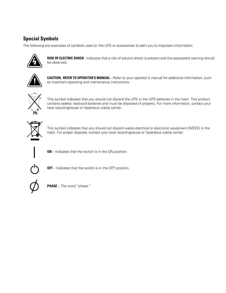 Special symbols | Eaton POWERWARE 9315 User Manual | Page 3 / 154