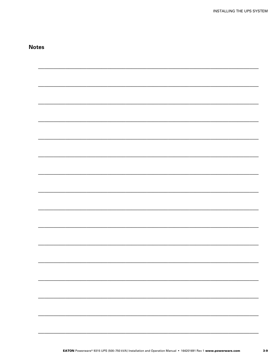 Notes | Eaton POWERWARE 9315 User Manual | Page 33 / 154