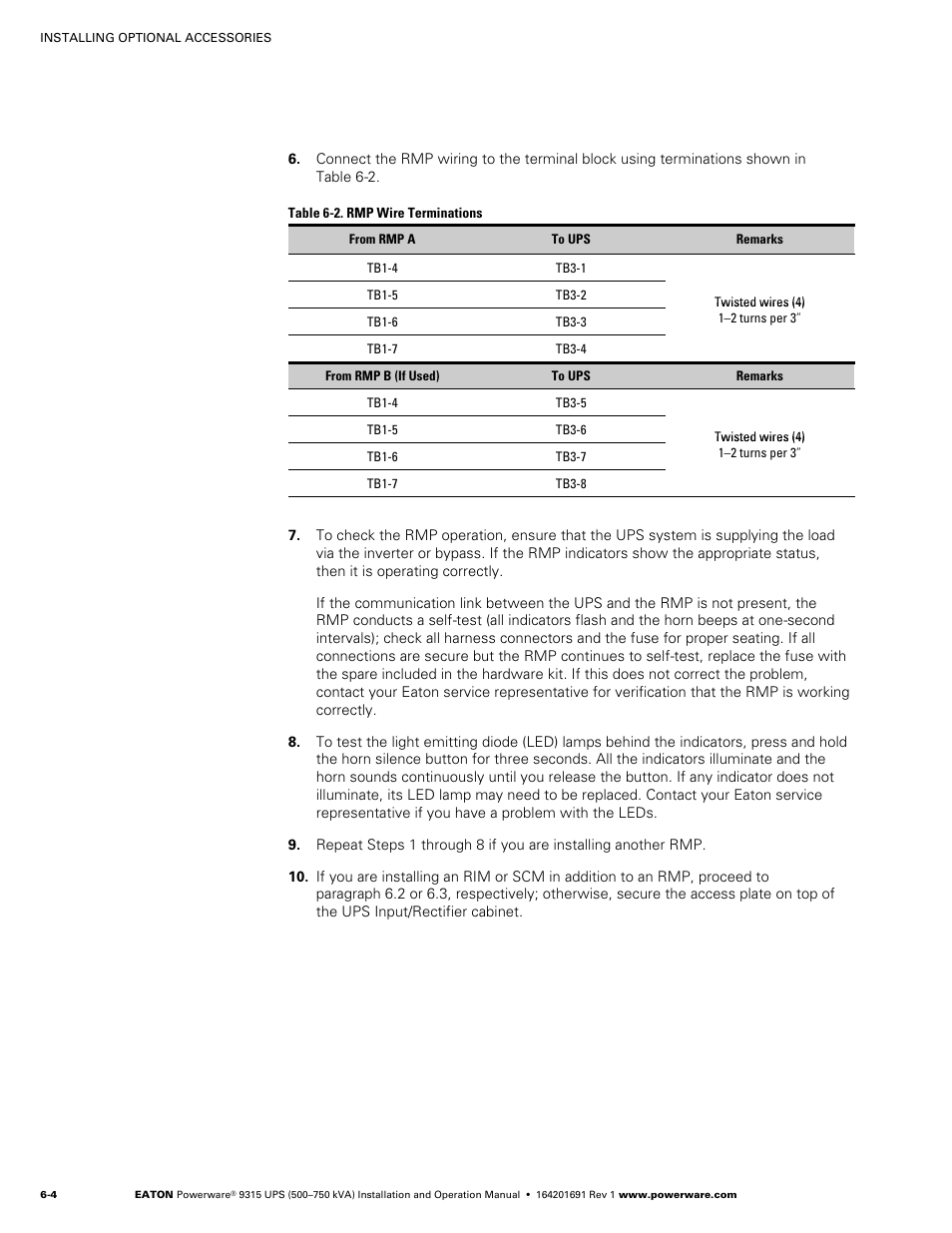 Eaton POWERWARE 9315 User Manual | Page 42 / 154