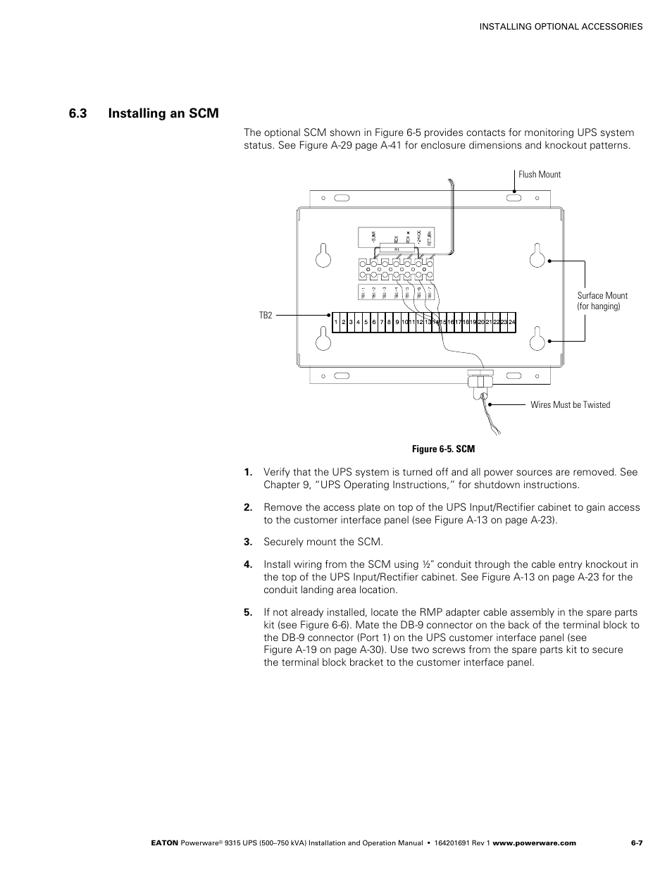 3 installing an scm | Eaton POWERWARE 9315 User Manual | Page 45 / 154